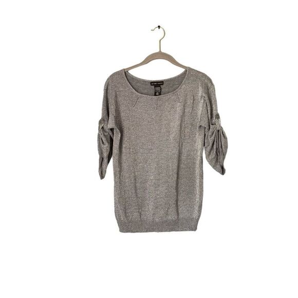 NY and Company silver metallic thread lightweight knit top size XS￼ - Picture 2 of 5